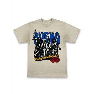Bueno "It Means Good" T-Shirt Mens Cream Size S Pop-Up Art Bario‎ Independencia
